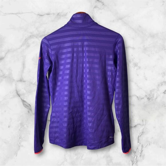 Nike Pro Dri-Fit Women's Purple Striped 1/4 Zip Thumb Hole Pullover Size Large - Picture 2 of 10